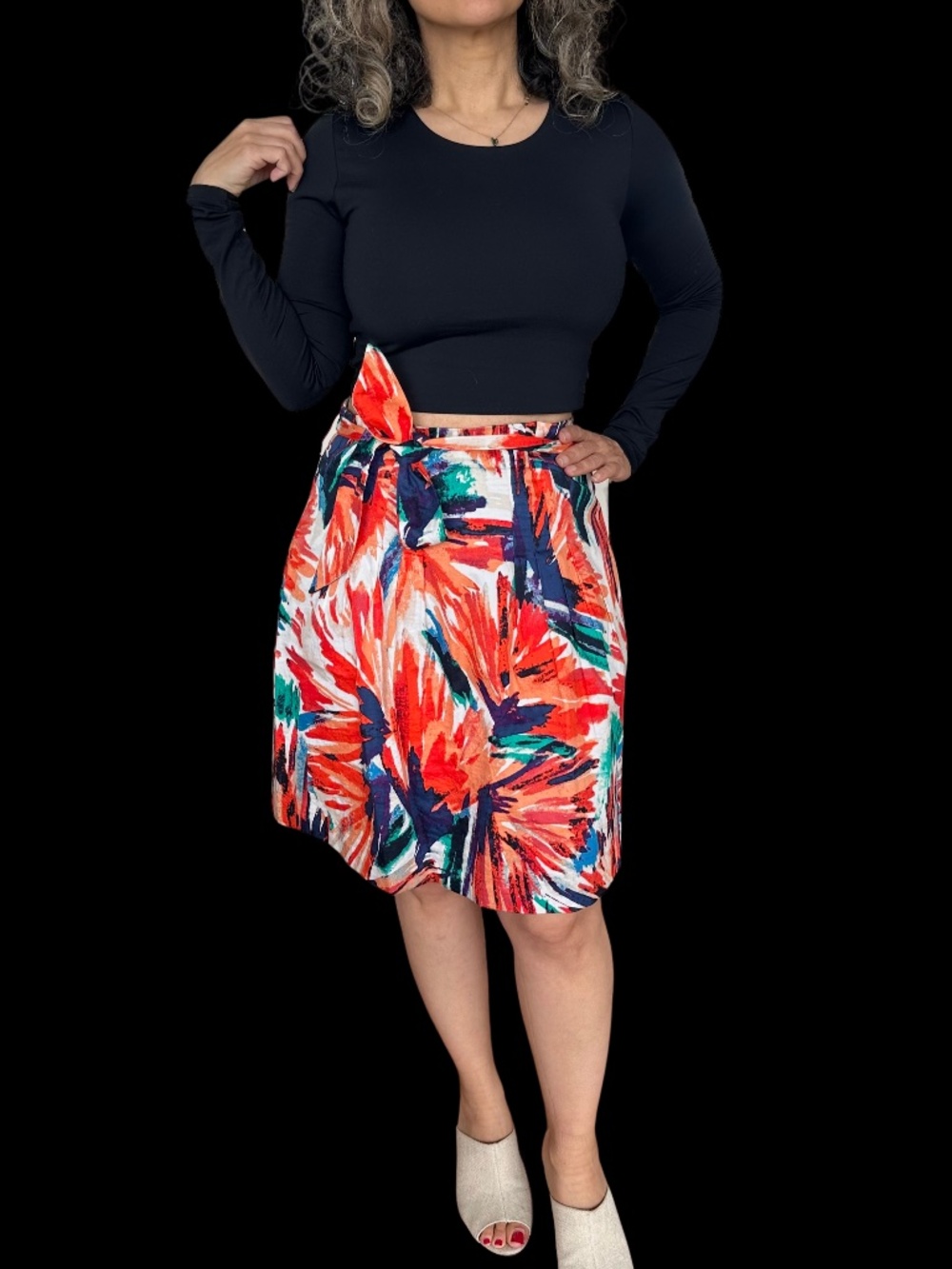 Ann Taylor Colorful Abstract Floral Cotton Summer Skirt | Size 0